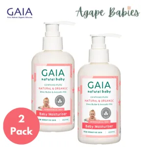 2 x GAIA Baby Moisturiser 250ml   Pump Exp: 02/26 - FOC 2 X 50ml Travel Size bottles