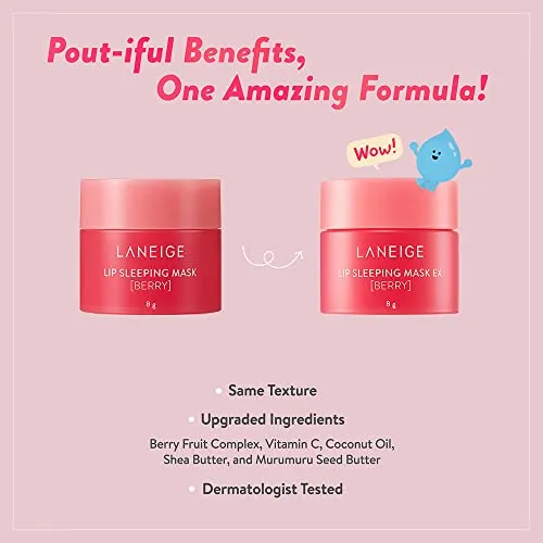 Laneige Lip Sleeping Mask EX, Moisturizing with Vitamin C, Antioxidant, Lip Balm for Dry lips - Berry, 8g