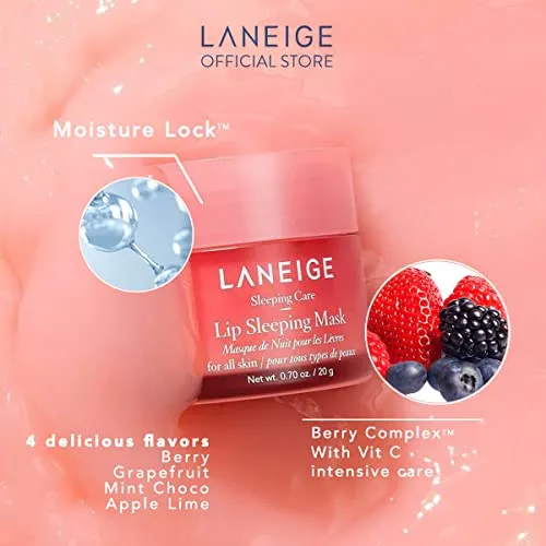 Laneige Lip Sleeping Mask EX, Moisturizing with Vitamin C, Antioxidant, Lip Balm for Dry lips - Berry, 8g