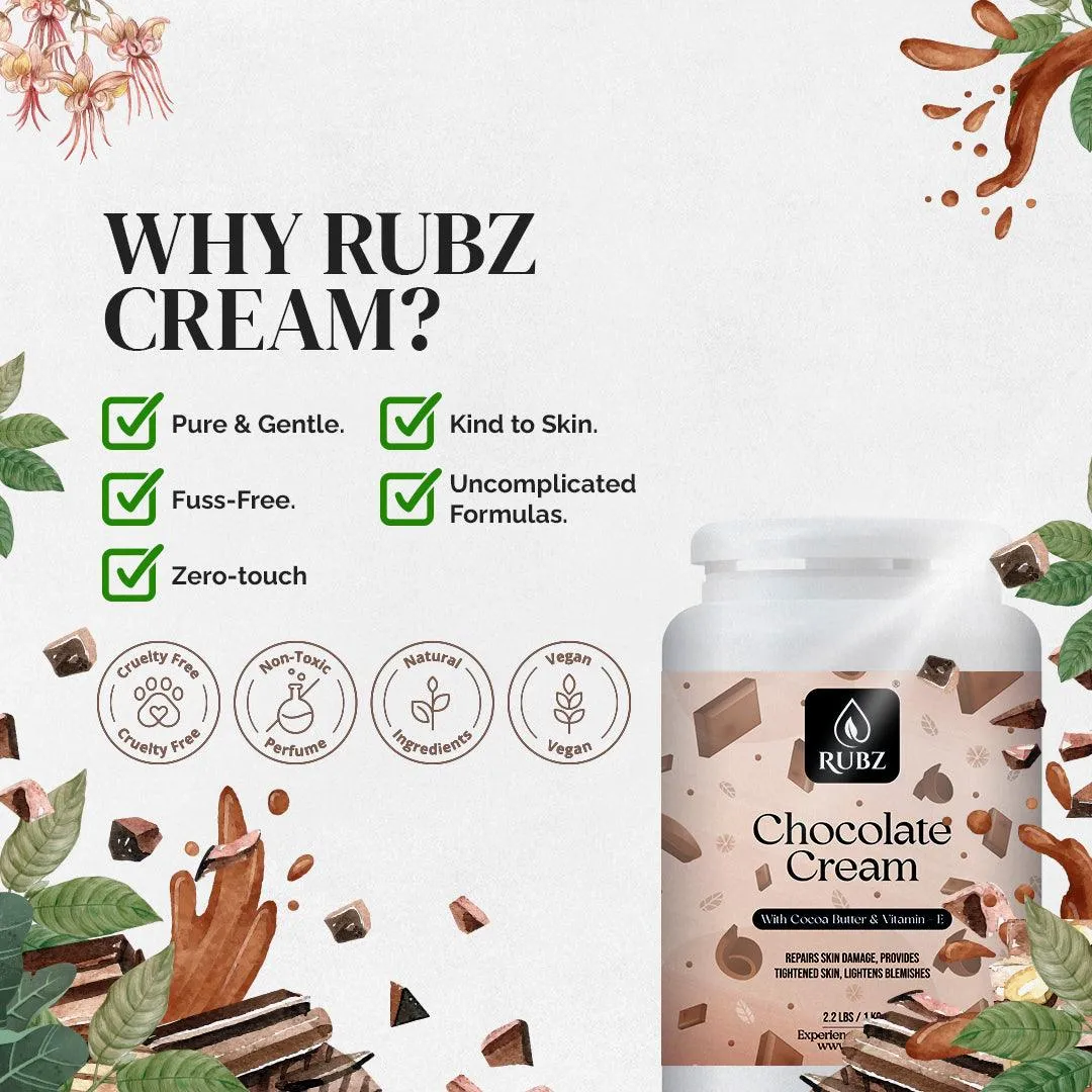 Rubz Chocolate cream with Vitamin E & Jojoba Oil | Deep moisturizing with instant hydration | Best body cream for women | 1 Kg